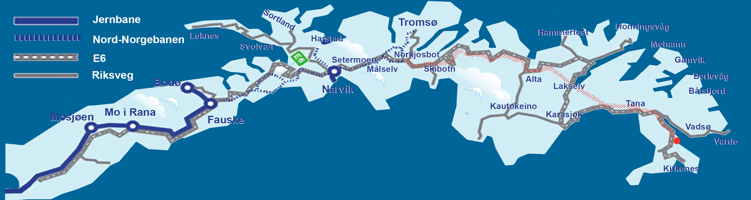 Kart over nordnorgebanen